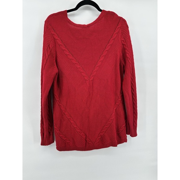 Chicos XL 3 Zenergy Sweater Womens Cable Knit Cashmere Blend V-neck Pullover Tan - Picture 2 of 6